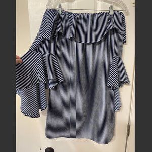 NORDSTROM CECE Striped Off The Shoulder Mini Dress - Size 2